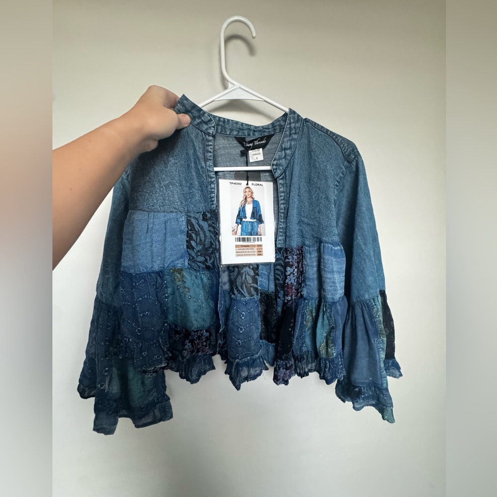 Blue Patchwork Denim Jacket - image 6